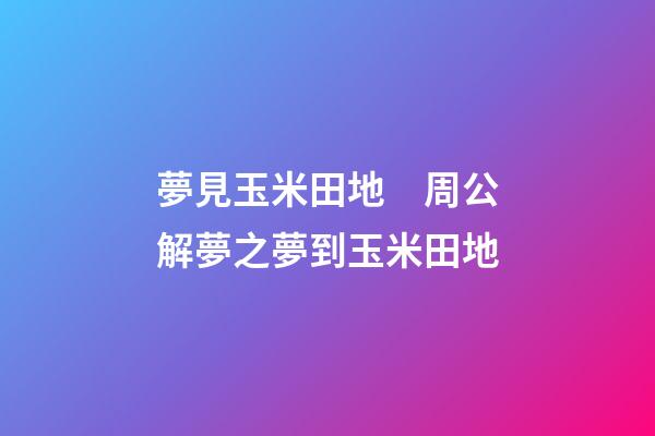 夢見玉米田地　周公解夢之夢到玉米田地